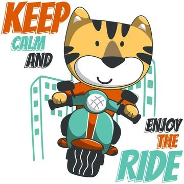 Vector illustration of cute tiger Riding Scooter. Can be used for t-shirt 스톡 일러스트