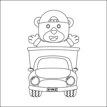 Vector illustration of cute  tiger on a road trip, Stock Illustration