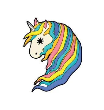 Vector illustration of cute unicorn face on WHITE background Stock Illustration
