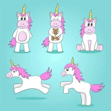Vector illustration of cute unicorns. Illustrazione stock