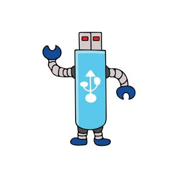 Vector illustration cute usb robot terminator Stock Illustration