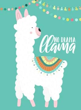 Vector illustration of a cute white alpaca in clothes with national motives,  Stock Illustration