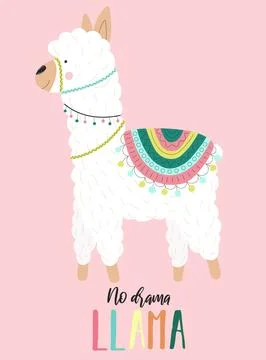 Vector illustration of a cute white alpaca in clothes with national motives w Stock Illustration