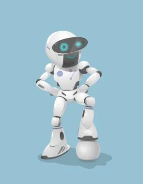 Vector illustration of a Cute white robot is a footballer Stock Illustration