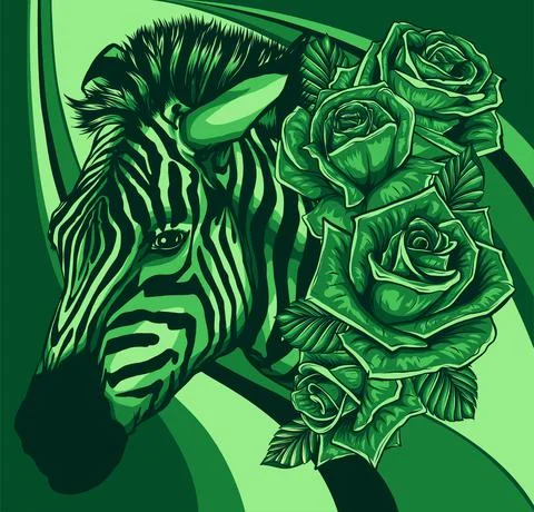 Vector illustration with cute zebra with roses Stock Illustration