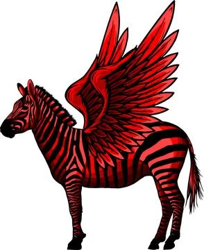 Vector illustration of Cute zebra with wings. Isolated on white background Illustrazione stock