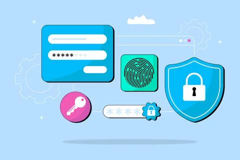 Vector illustration of cybersecurity concepts Stock Illustration