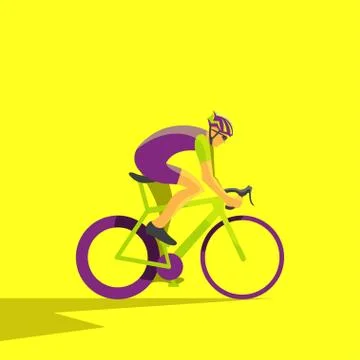Vector illustration of cyclist on bike; biker and bicycling; sport and exerci Stock Illustration