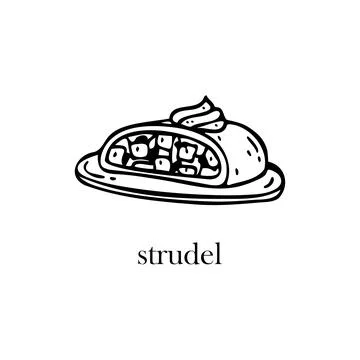 Vector illustration of a Czech dish - strudel. Dishes for Christmas and New Y 스톡 일러스트
