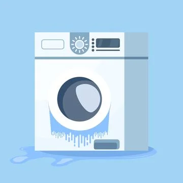 Vector illustration of damaged washing machine Stock Illustration