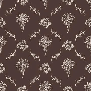 Vector illustration, of damask light gray floral pattern drawing on dark gr.. Illustrazione stock