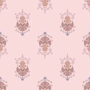 Vector illustration. Damask seamless pattern of flowers. Pastel brown pattern on Illustrazione stock