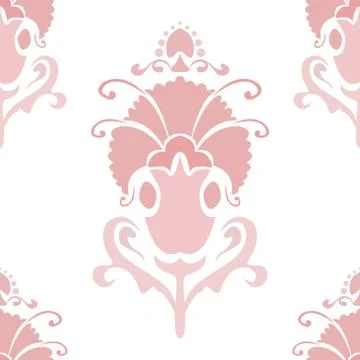 Vector illustration. Damask seamless pattern of flowers. Pastel brown pattern on Stock Illustration