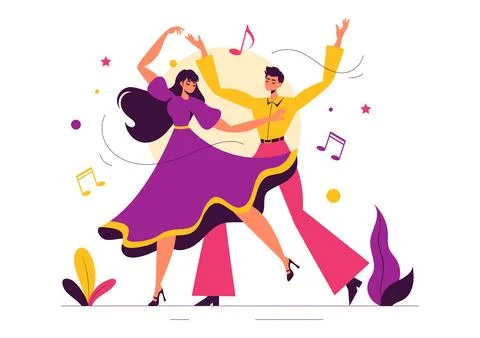 Vector Illustration of a Dancer Performing to Music in a Flat Style Cartoon.. Stock Illustration