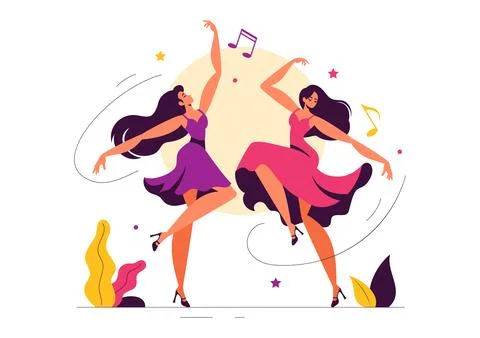 Vector Illustration of a Dancer Performing to Music in a Flat Style Cartoon.. Stock Illustration