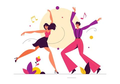 Vector Illustration of a Dancer Performing to Music in a Flat Style Cartoon.. Stock Illustration