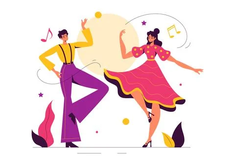 Vector Illustration of a Dancer Performing to Music in a Flat Style Cartoon.. Stock Illustration
