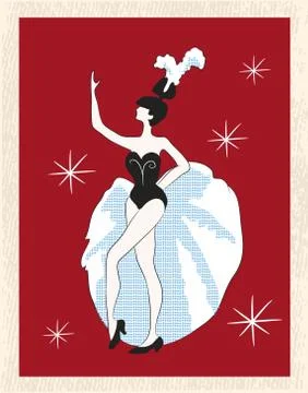 Vector illustration of a dancer retro greeting card Stock Illustration