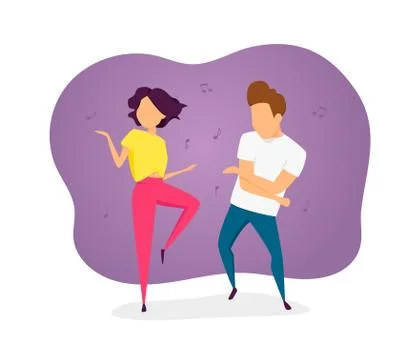 Vector illustration of dancing couple. Young woman and man. Stock Illustration