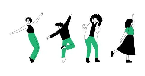 Vector illustration of dancing people Stock Illustration