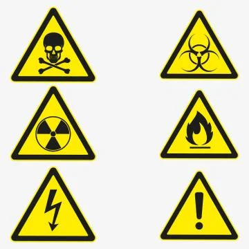 Vector illustration of danger sign set. Isolated. Stock Illustration