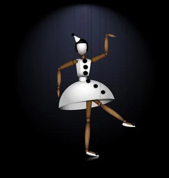 Vector illustration dark background and wooden puppet Pierrette Stock Illustration