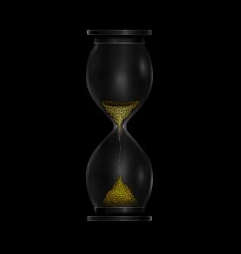 Vector illustration dark background with black hourglass with golden sand Stock Illustration