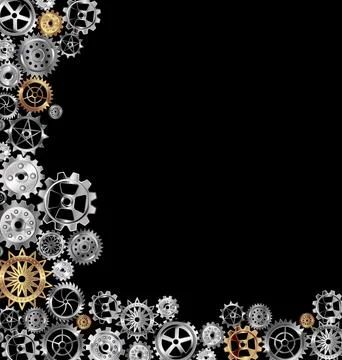 Vector illustration dark background with white and yellow gears Stock Illustration