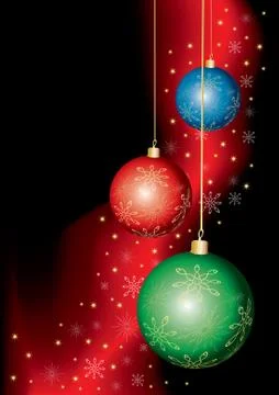 Vector illustration of dark christmas background with hanging baubles and space  Illustration