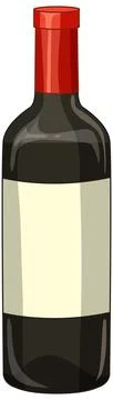 Vector Illustration of a Dark Glass Wine Bottle with Blank Label Stock Illustration