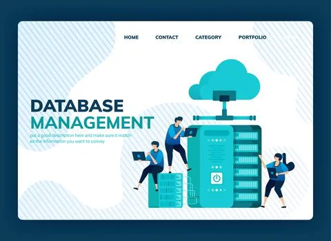 Vector illustration for database management system for data storage, backup,  Stock Illustration