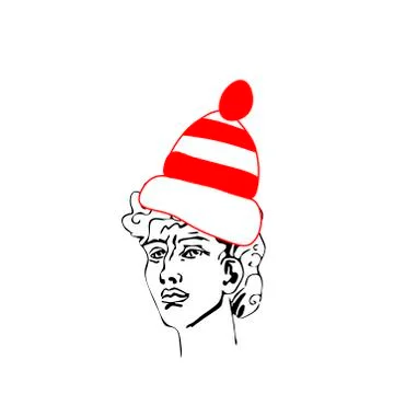 Vector illustration of David wearing a red Christmas hat in hand drawn. Stock Illustration