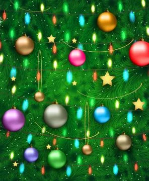 Vector illustration of decorated Christmas tree Illustrazione stock