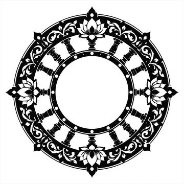 Vector illustration of a decorative circular frame with intricate oriental .. Illustration
