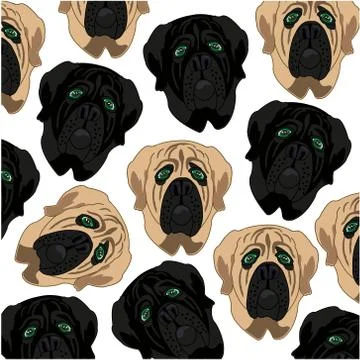Vector illustration of the decorative pattern of the mug of the dog mastiff Stock Illustration