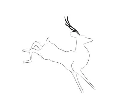 Vector illustration deer drawing lines, Stock Illustration