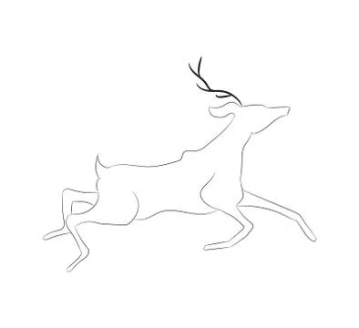 Vector illustration deer drawing lines, Stock Illustration