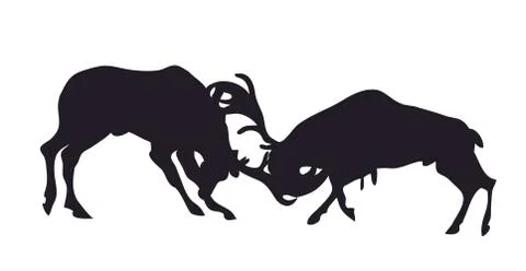 Vector illustration of deer that fight, vector, silhouette Illustrazione stock