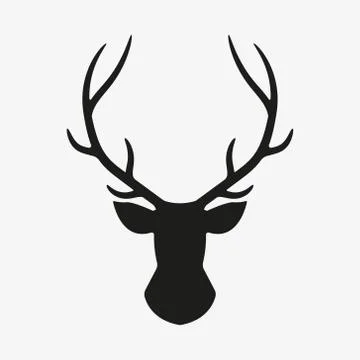 Vector illustration of deer head with horns. Isolated. Stock Illustration