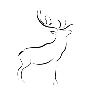 Vector illustration of deer painted with simple lines. Symbol of forest and w Stock Illustration