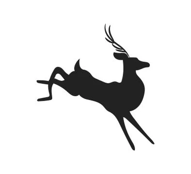 Vector illustration deer, silhouette drawing, vector Illustrazione stock