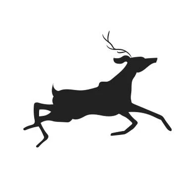Vector illustration deer, silhouette drawing, vector Illustrazione stock