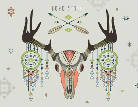 Vector illustration of a deer skull Stock Illustration