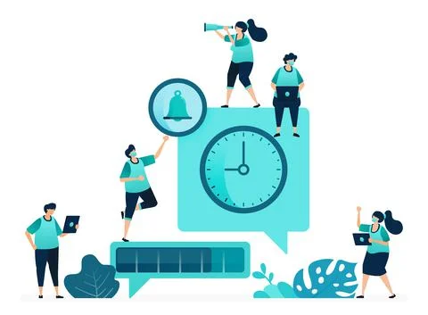 Vector illustration of delayed conversation metaphors. message scheduling. ti Stock Illustration