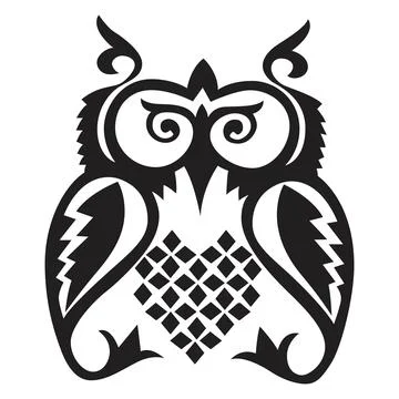 Vector Illustration of Delicate simple black owl logo Isolated Stock Illustration