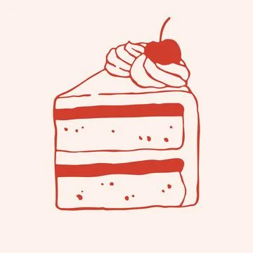 Vector illustration of a delicious layer cake slice with whipped cream and Stock Illustration