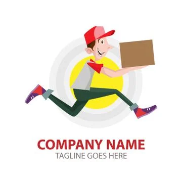 Vector Illustration Delivery man holding boxes and documents Stock Illustration