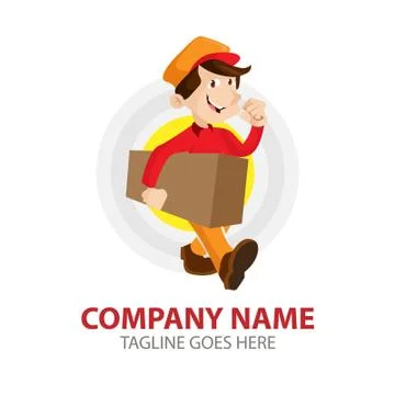 Vector Illustration Delivery man holding boxes and documents Stock Illustration