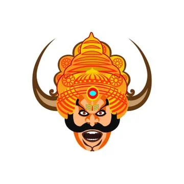 Vector Illustration of demon, the ravana having horn Illustrazione stock