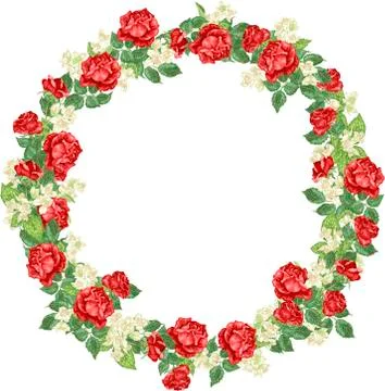 Vector illustration deor element with roses and jasmine Stock Illustration